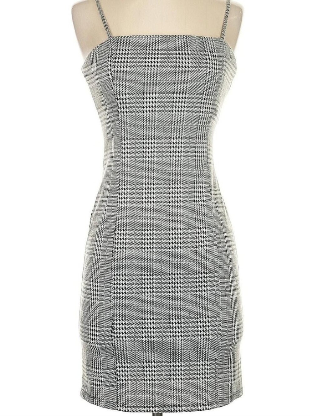Papaya Grey Black & white Prince Of Wales Check plaid bodycon Mini dress Size S